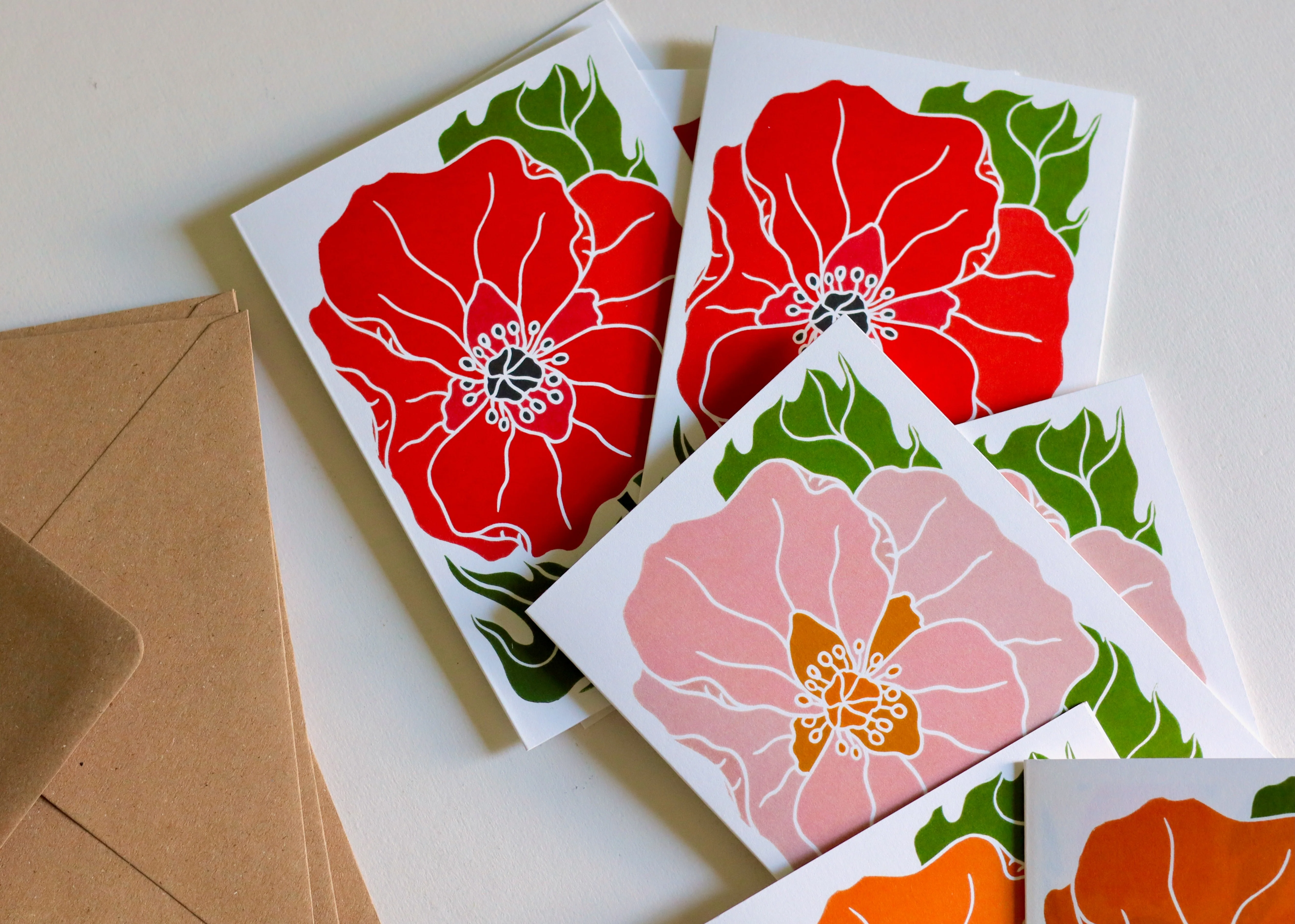 Graceful Wild Poppies in Pink Notecards | Set of 8 Notecards & Envelopes - Image 2