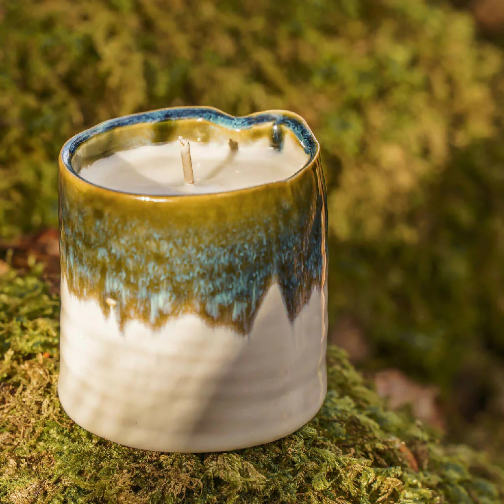 Green Ombre Ceramic Garden Candle - Image 2