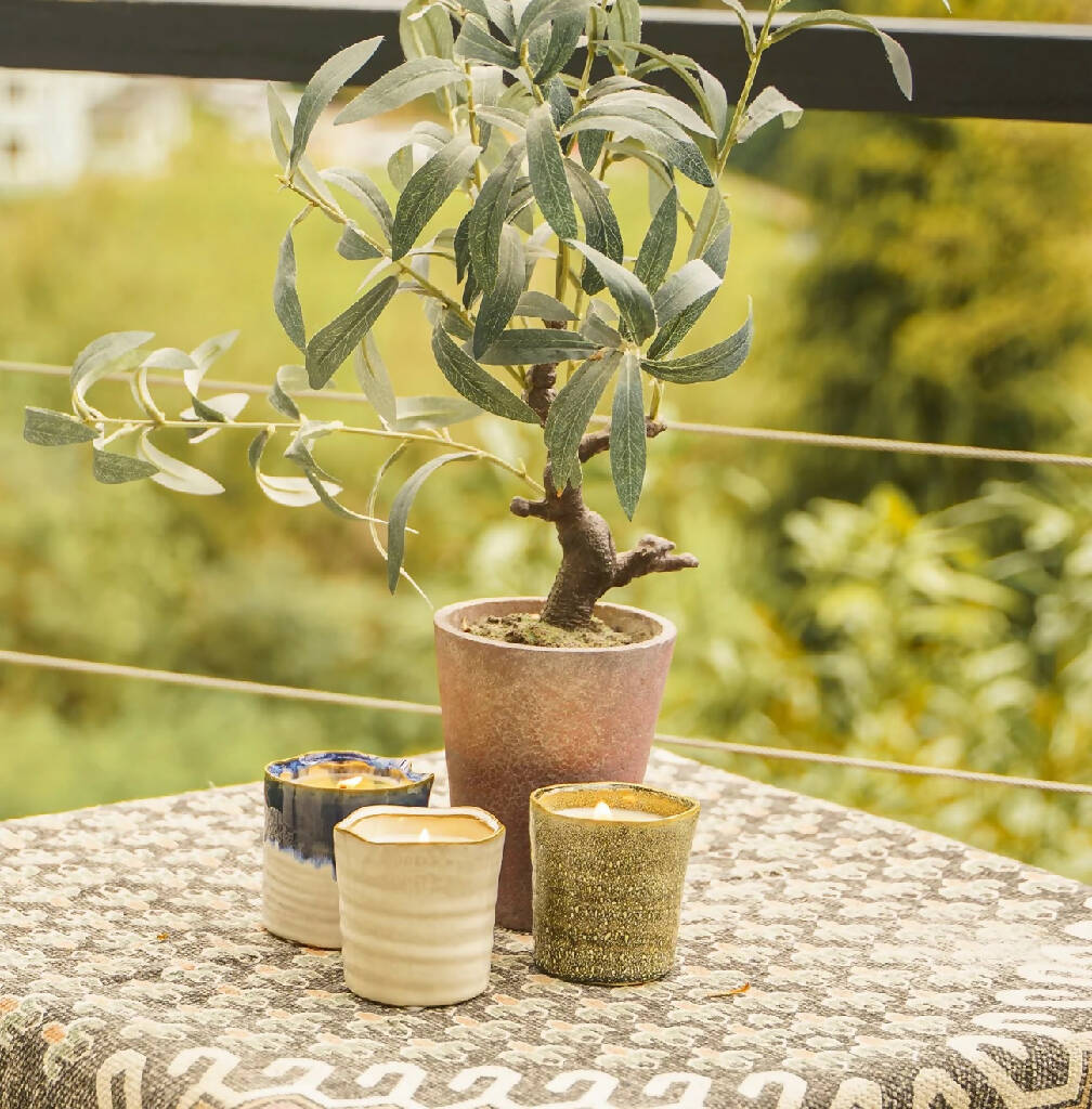 Green Ombre Ceramic Garden Candle - Image 3