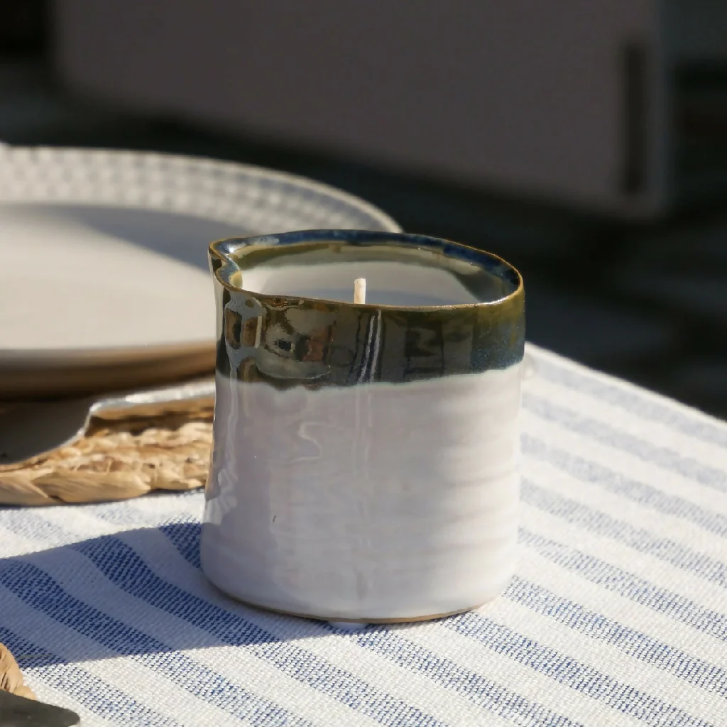 Green Ombre Ceramic Garden Candle - Image 5