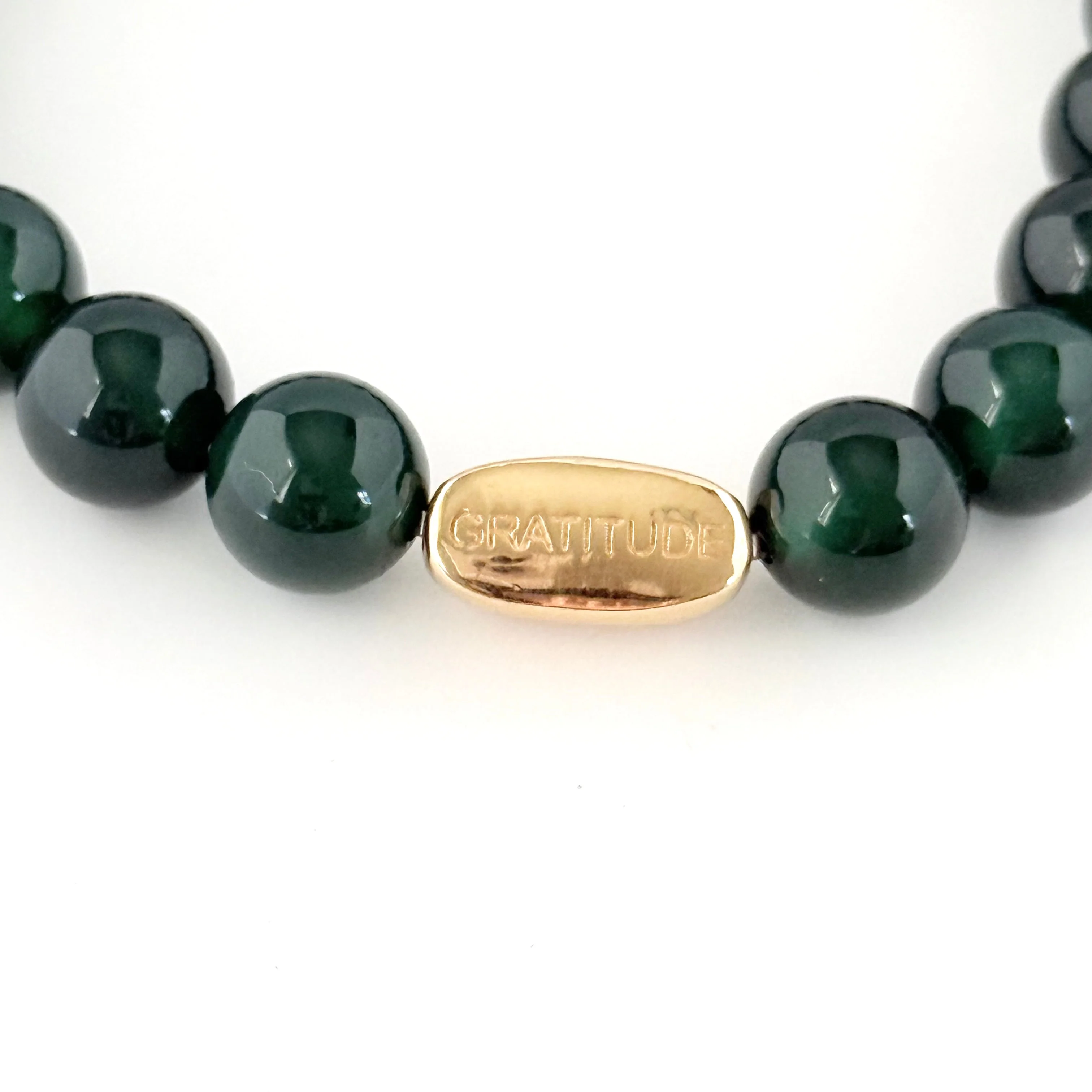 Green Onyx and Gold Plated Sterling Silver Beaded Bracelet - Image 5