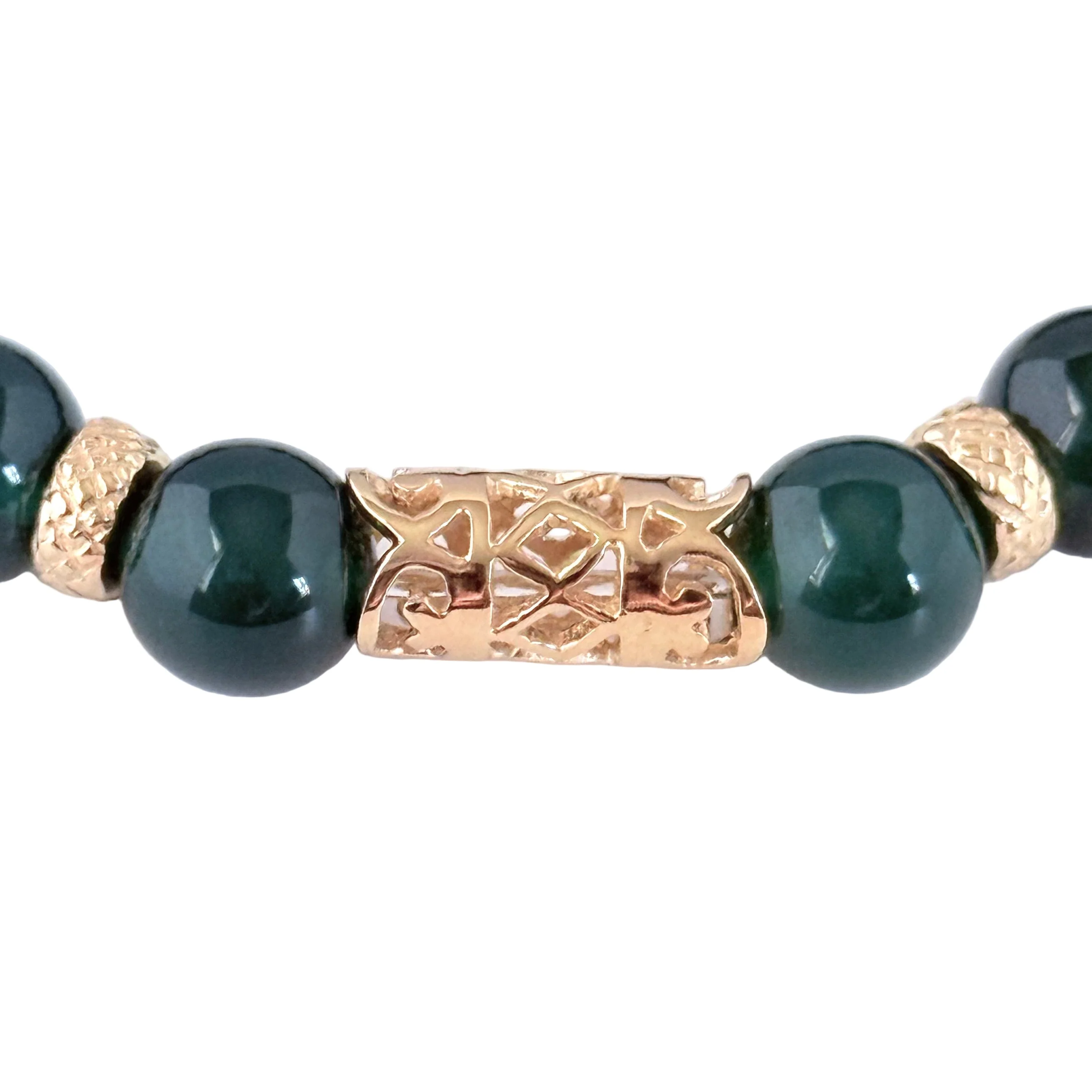 Green Onyx and Gold Plated Sterling Silver Beaded Bracelet - Image 6