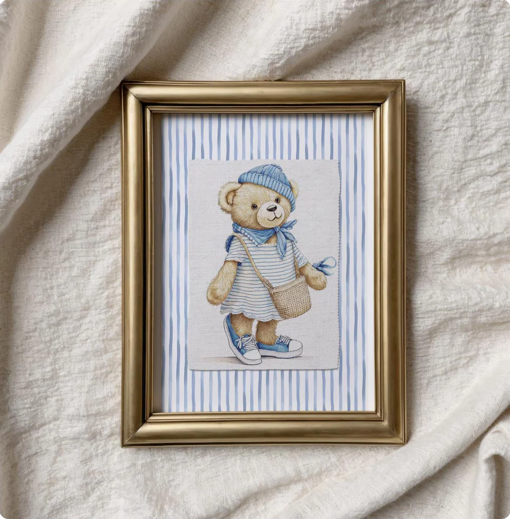 Hamptons Bear Girl Striped Print - Image 5