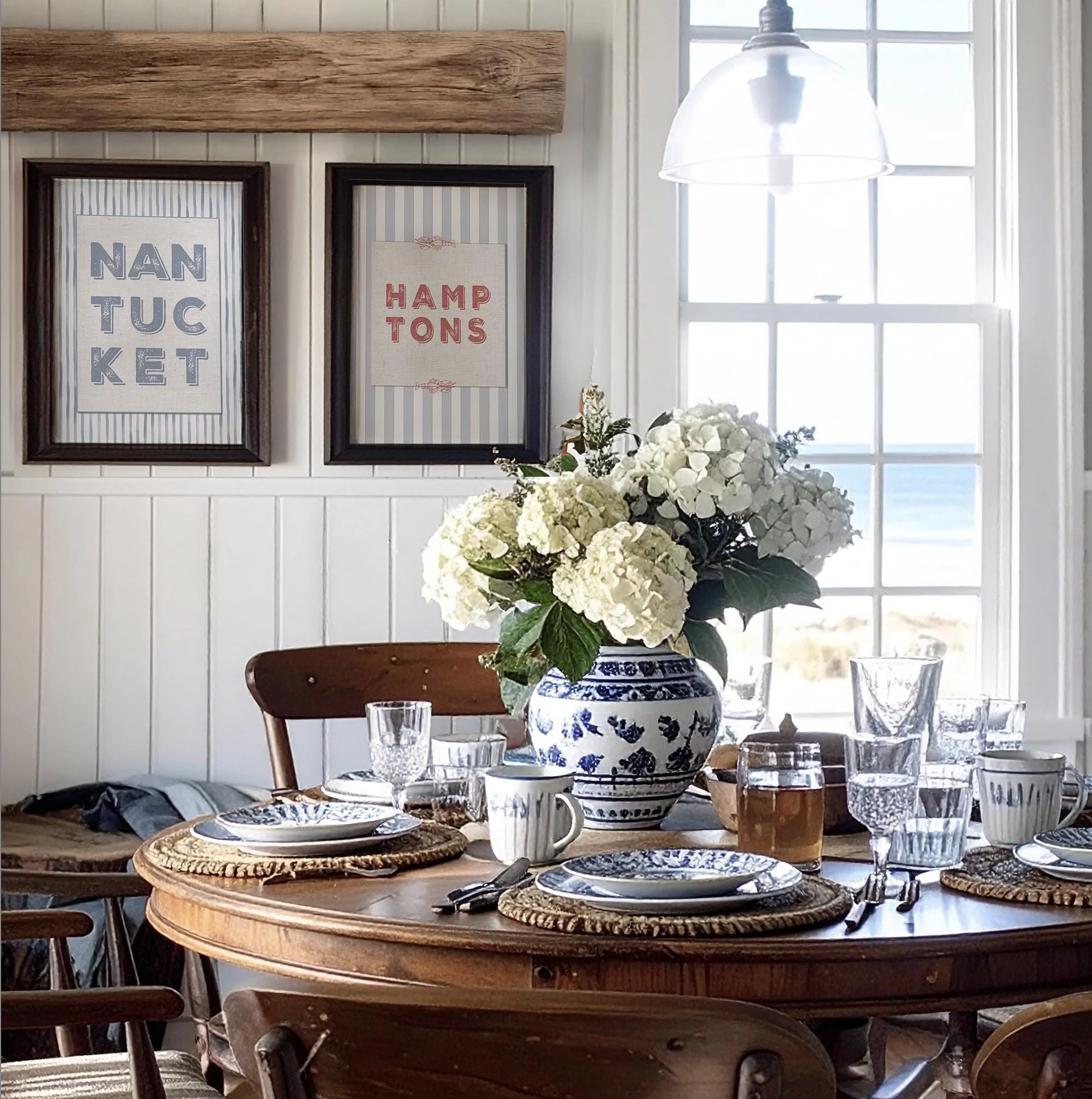 Hamptons Print Striped Coastal Wall Decor Travel Artwork Preppy Wall Art - Image 6