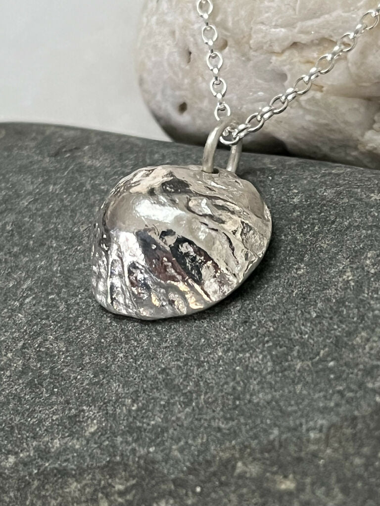 Hand Cast Fine Silver Limpet Shell Necklace - Image 2