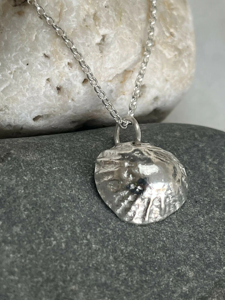 Hand Cast Fine Silver Limpet Shell Necklace - Image 4