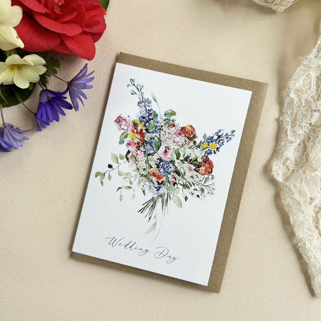 Hand-Painted Floral Wedding Card – A Timeless Keepsake - Image 2