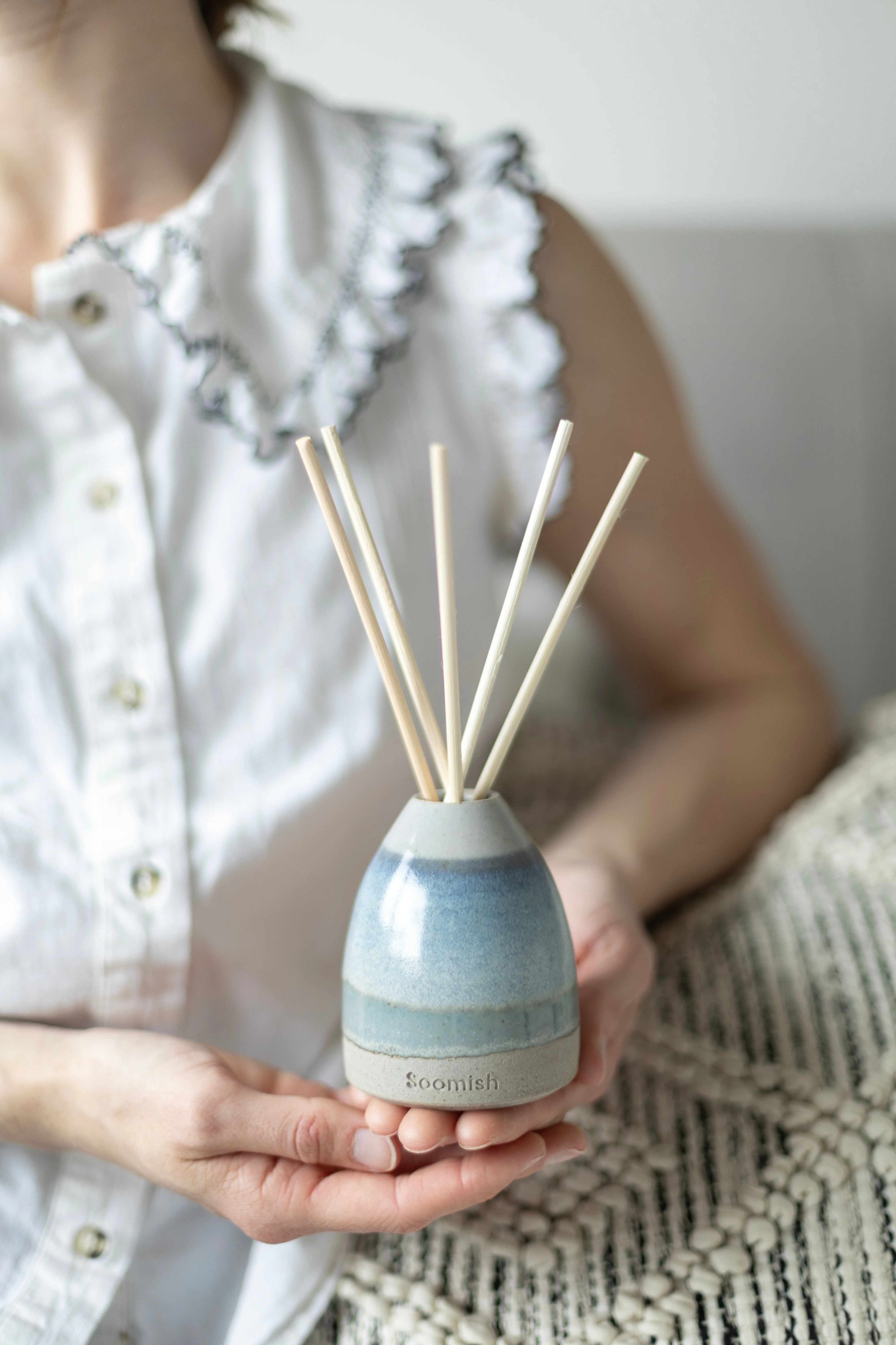 Hand thrown Ceramic Reed Diffuser - Blue Sky - Image 4