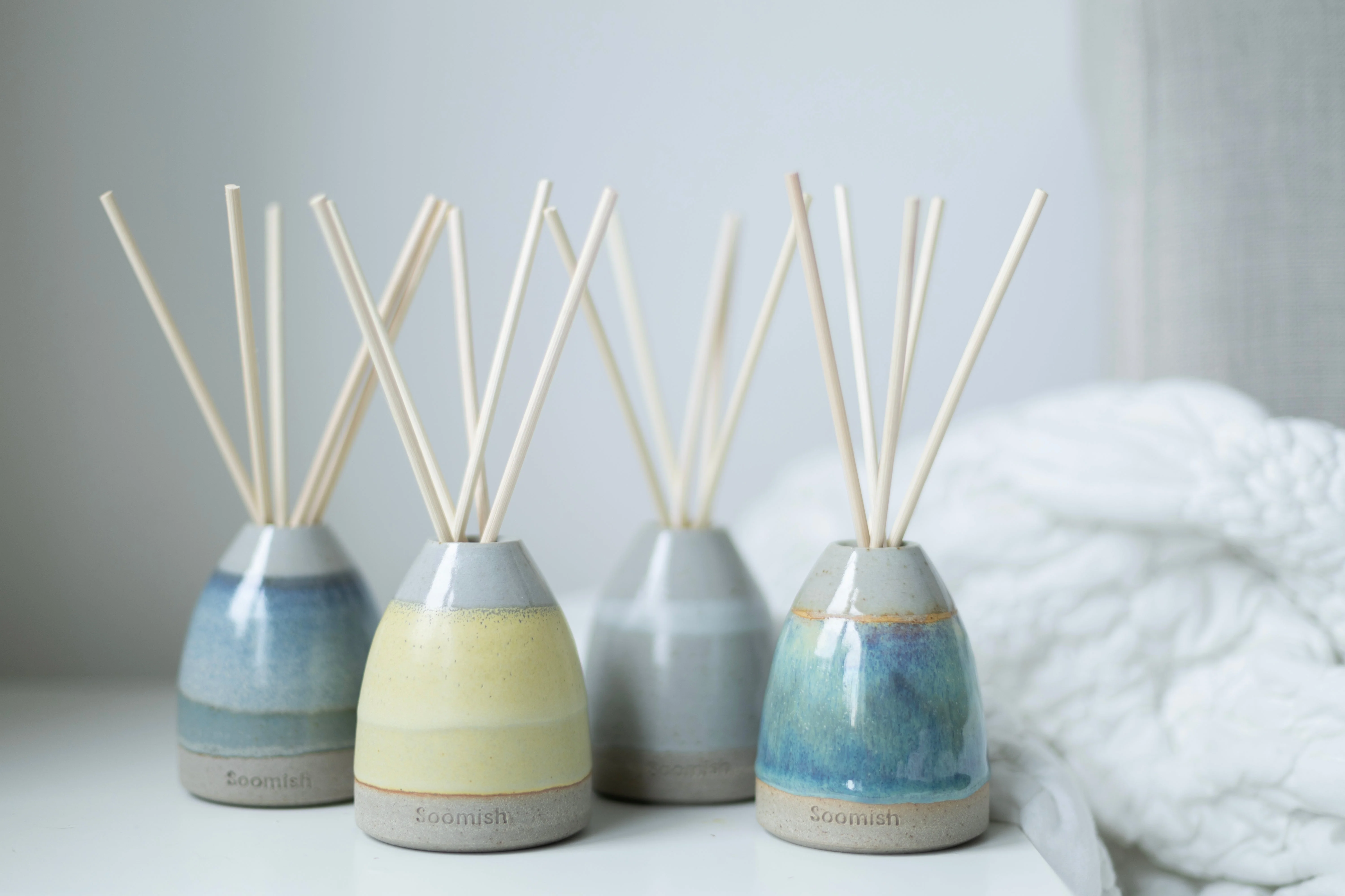 Hand thrown Ceramic Reed Diffuser - Marine Green - Image 3