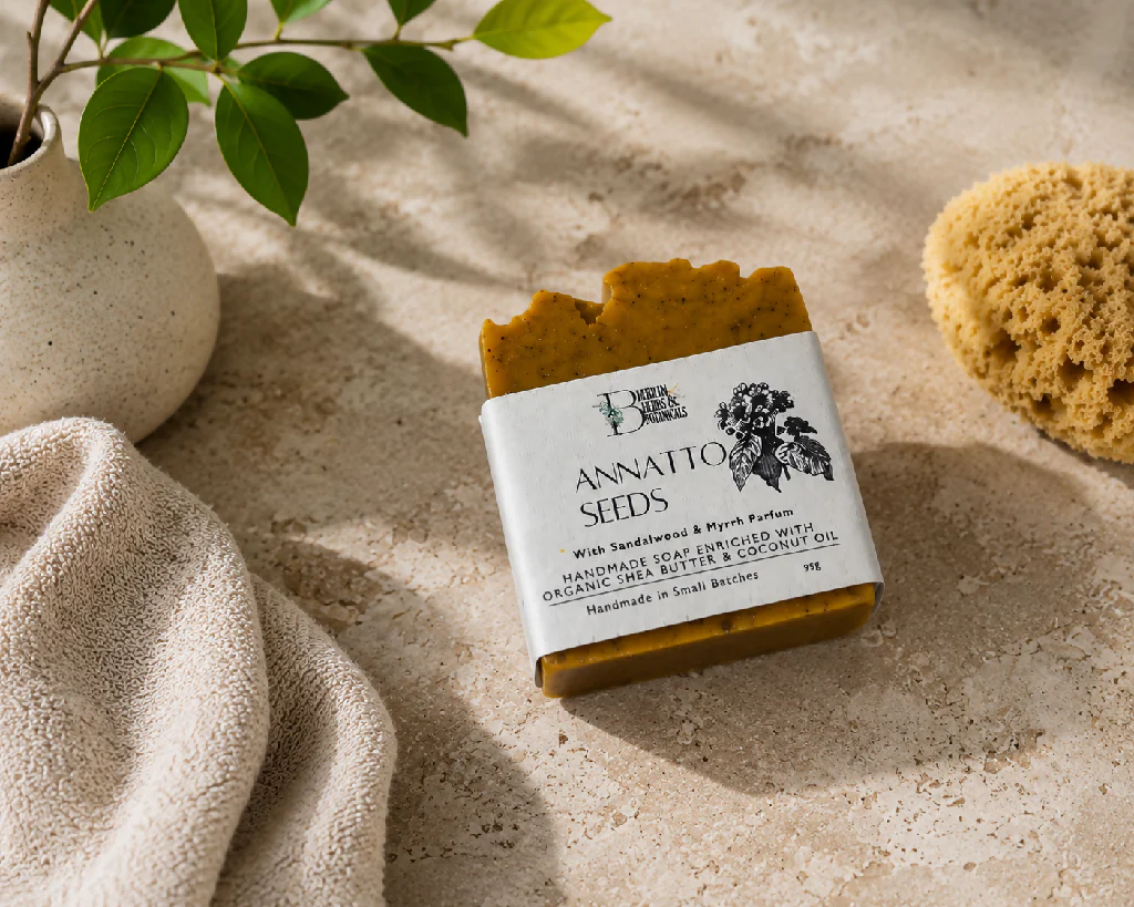 Handcrafted Natural Annatto Seed Soap Bar with Eco resin Soap Dish - Image 2
