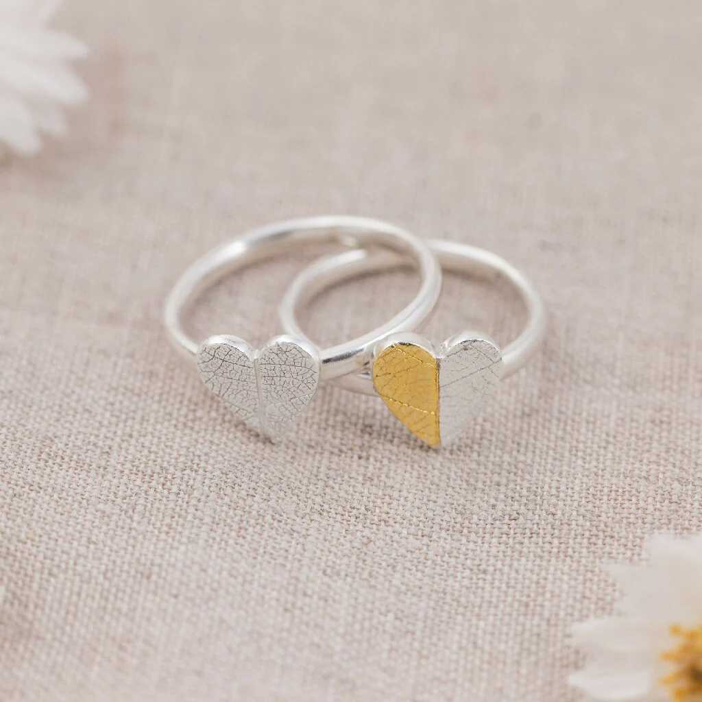 Handcrafted Silver and Gold Heart Ring Inspired by Nature - Image 5