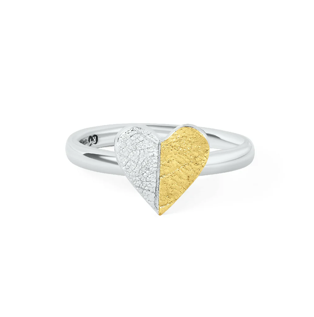 Handcrafted Silver and Gold Heart Ring Inspired by Nature - Image 6
