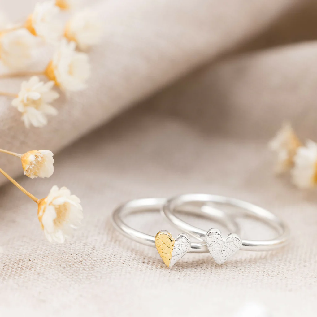 Handcrafted Silver and Gold Heart Ring Inspired by Nature - Image 6