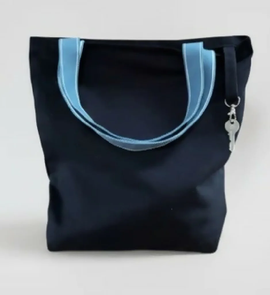Handmade Black Organic Cotton Tote Bag with Zip Pocket - Image 3