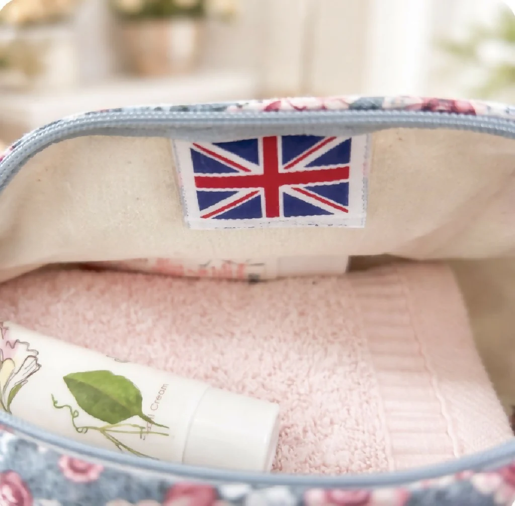 Handmade Blue - pink Flower Wash Bag – Travel Toiletries - Image 3