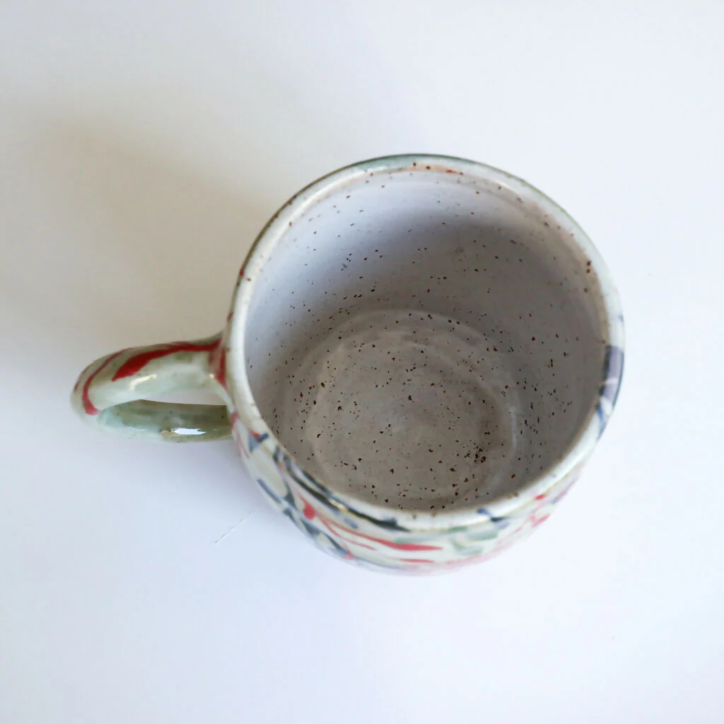 Handmade Ceramic Mug in Red Leaf Design - Image 10