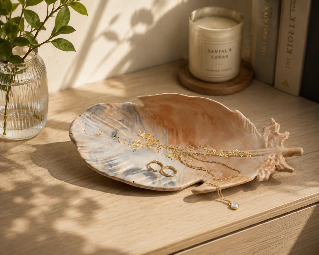 Handmade Eco Resin Angel Feather Trinket Dish - Image 5