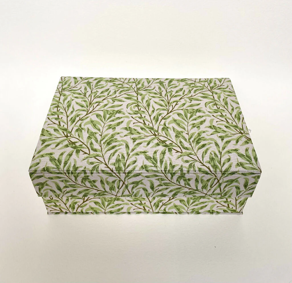 Handmade Green Willow Memory Box | William Morris Fabric Keepsake Box with Magnetic Closure - Image 12