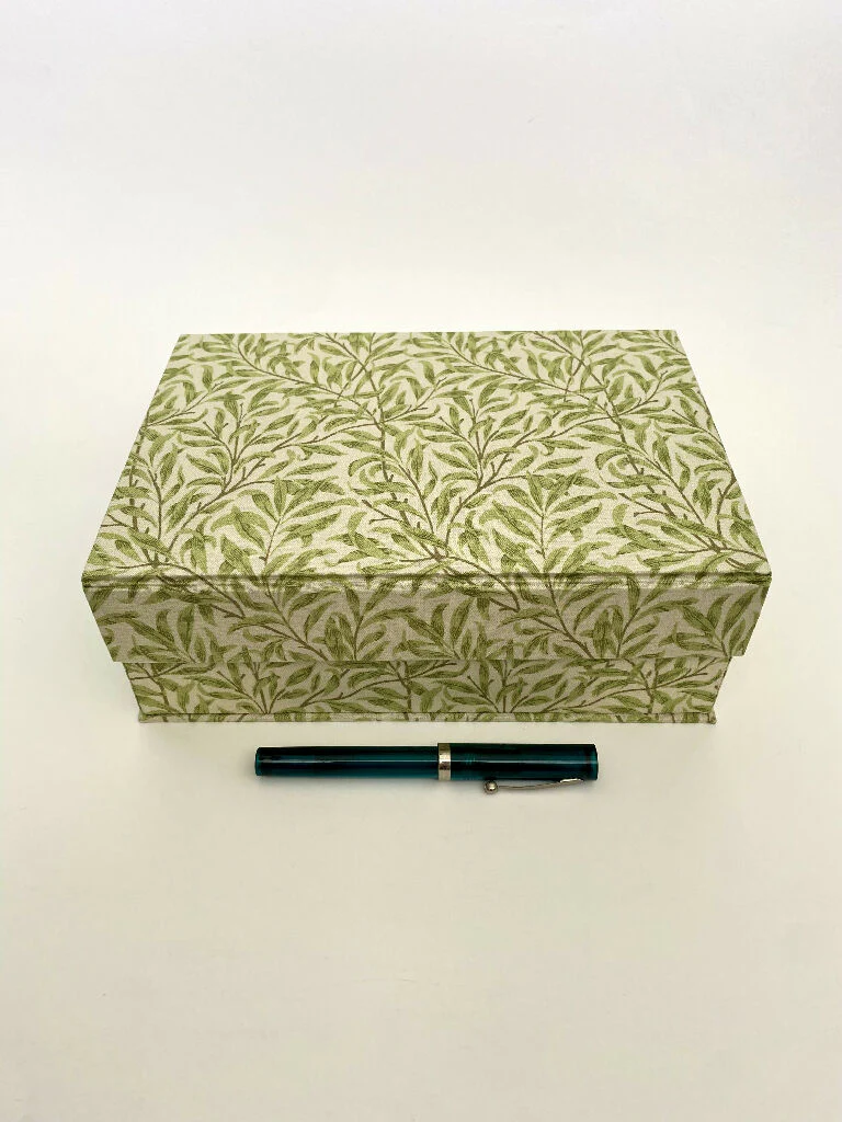 Handmade Green Willow Memory Box | William Morris Fabric Keepsake Box with Magnetic Closure - Image 5