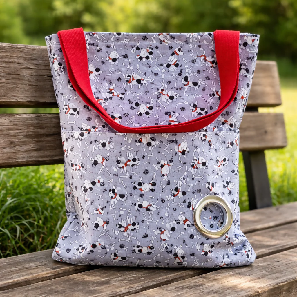 Handmade Grey Dog Walking Tote With Inside Attached Purse