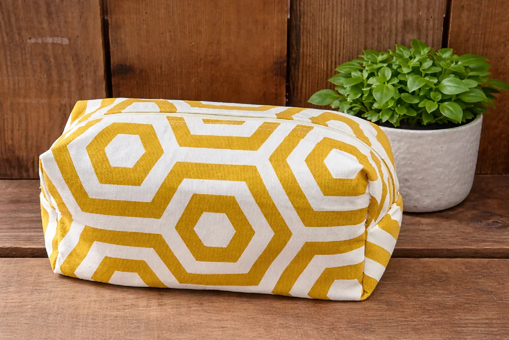 Handmade Hex Saffron Wash Bag – Travel Toiletries