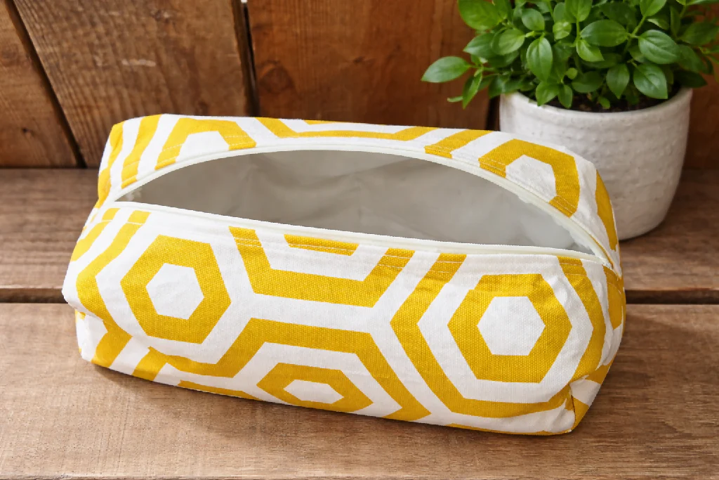 Handmade Hex Saffron Wash Bag – Travel Toiletries - Image 4