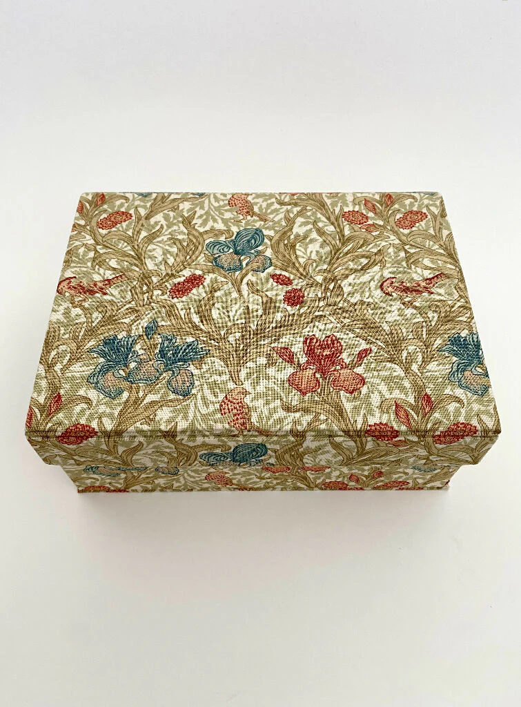 Handmade Iris Jewellery Box | Fabric Keepsake Box with Tray - Image 8