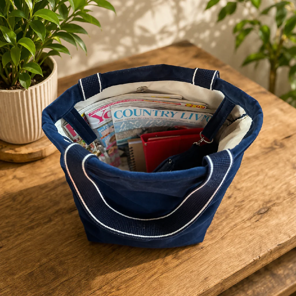 Handmade Navy Tote Bag & Purse Set – Eco-Friendly velour - Image 3