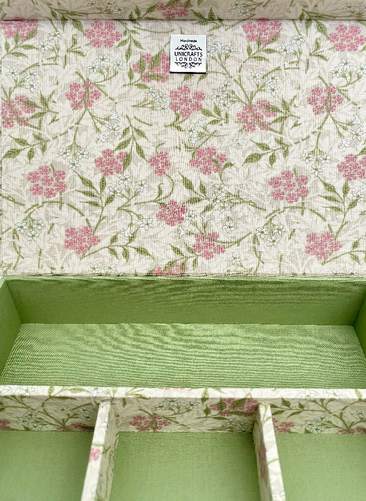 Handmade Pink Jasmine Keepsake Box | Willing Morris Fabric Organiser with Magnetic Closure - Image 4
