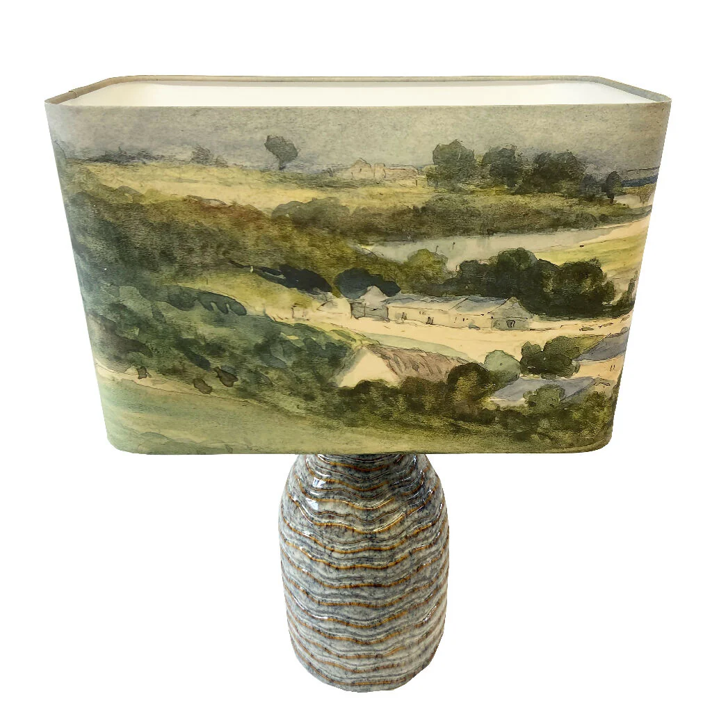 Handmade Rectangular Lampshade with Watercolour Landscape - Image 2