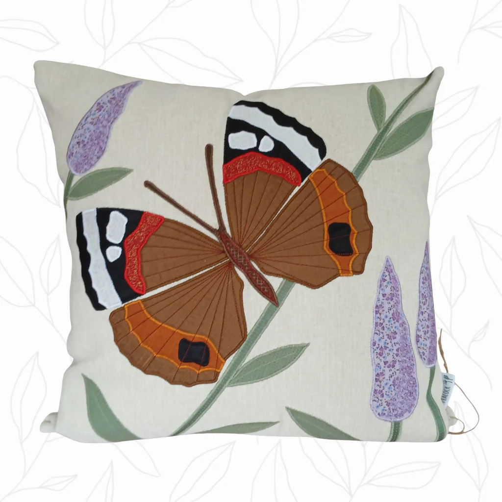 Handmade Red Admiral Butterfly Cushion - Image 2