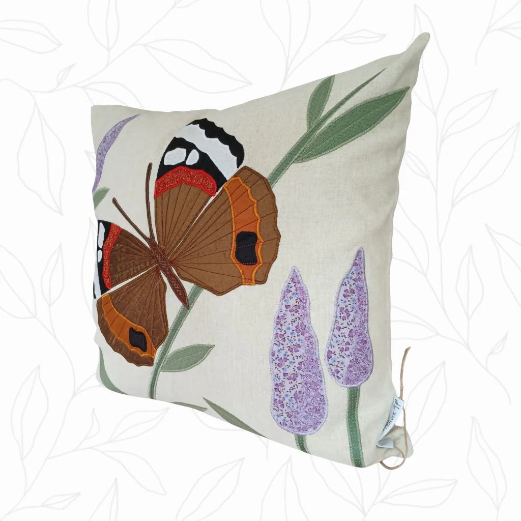 Handmade Red Admiral Butterfly Cushion - Image 4