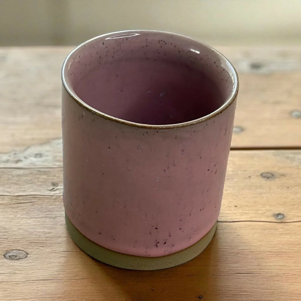Handmade Stoneware Pale Pink Refillable Candle Pot