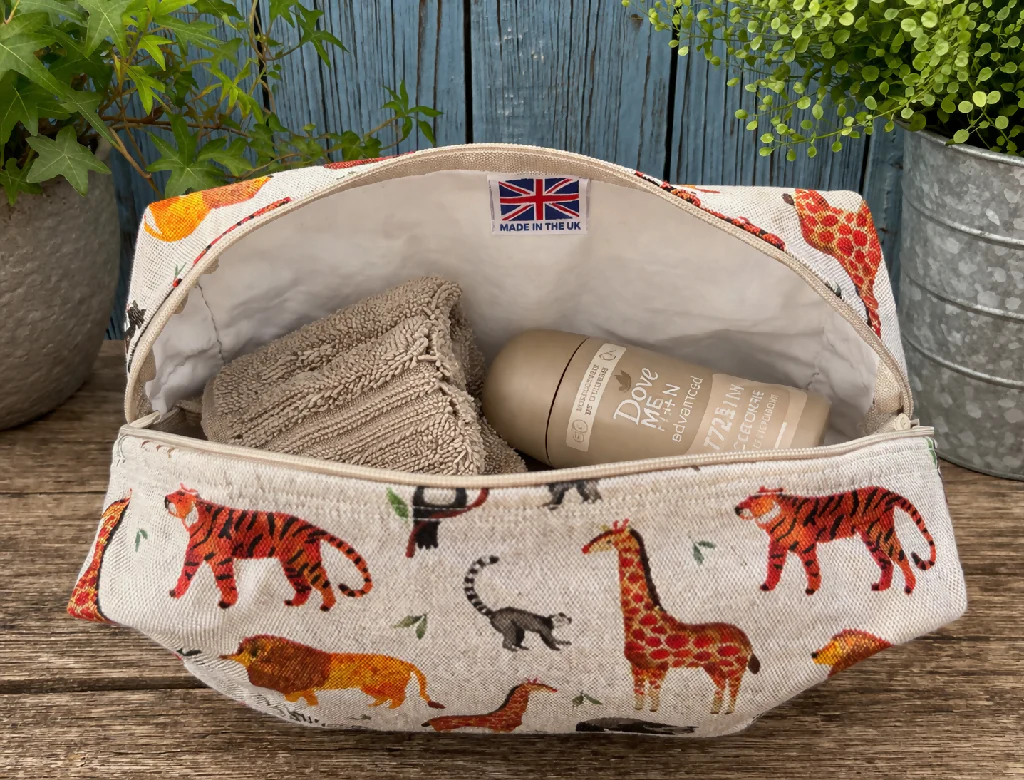 Handmade Wildlife Boxy Fabric Washbag - Image 2