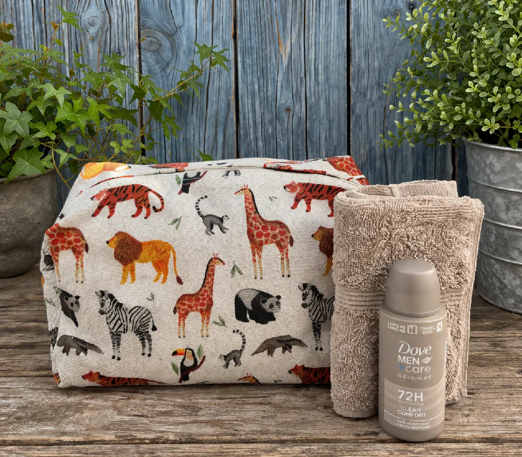 Handmade Wildlife Boxy Fabric Washbag - Image 3