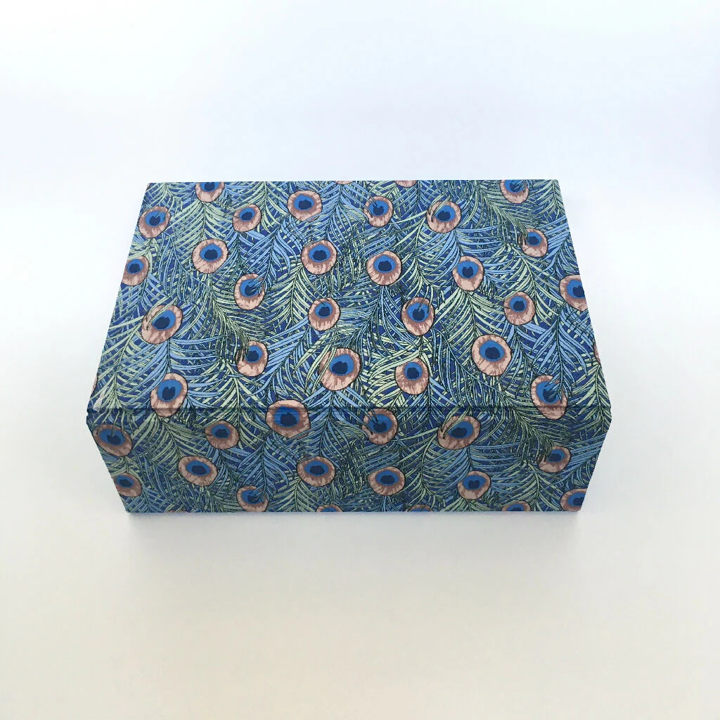 Handmade William Morris Peacock Memory Box | Fabric Keepsake Organiser - Image 10