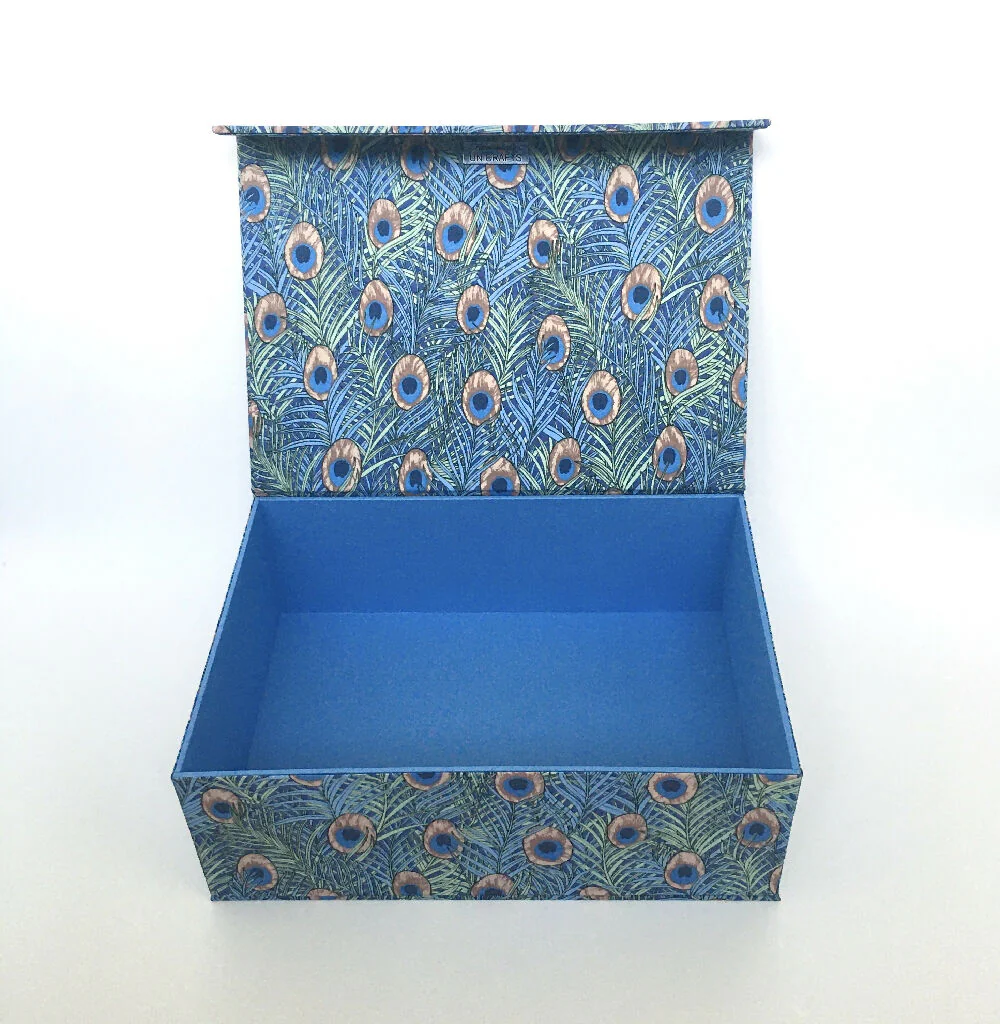 Handmade William Morris Peacock Memory Box | Fabric Keepsake Organiser - Image 3