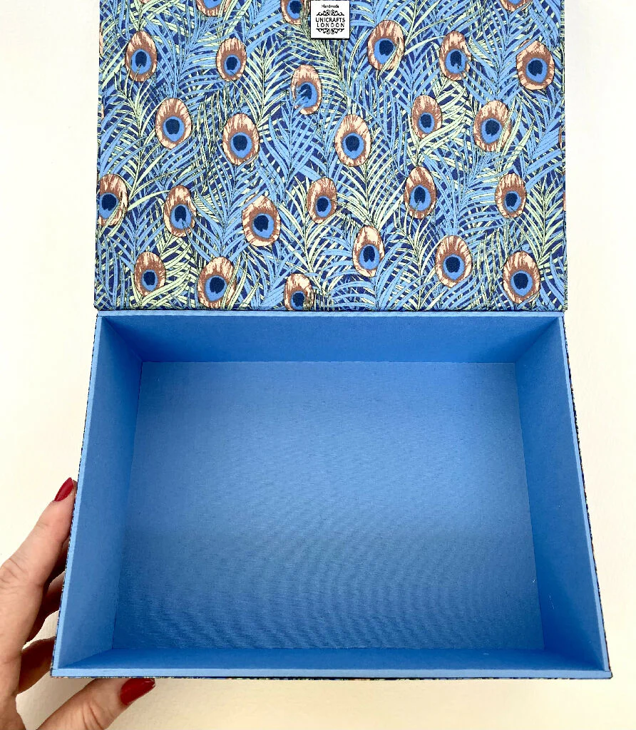 Handmade William Morris Peacock Memory Box | Fabric Keepsake Organiser - Image 5
