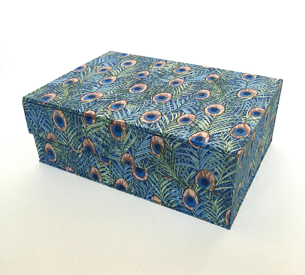 Handmade William Morris Peacock Memory Box | Fabric Keepsake Organiser - Image 7