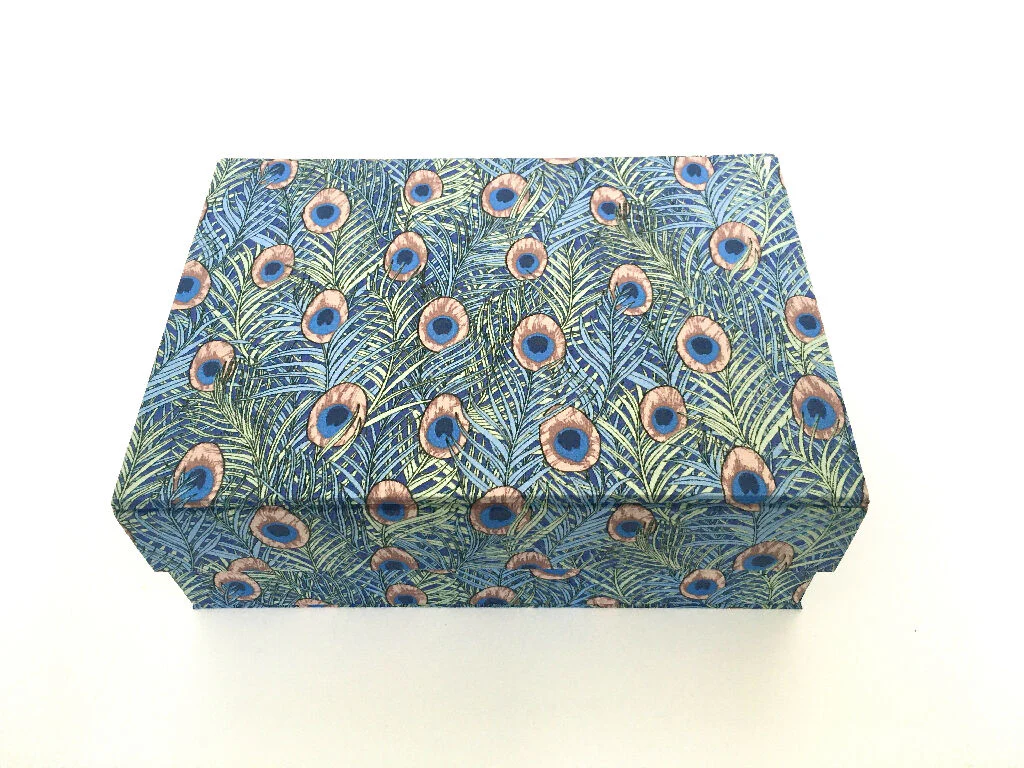 Handmade William Morris Peacock Memory Box | Fabric Keepsake Organiser - Image 8