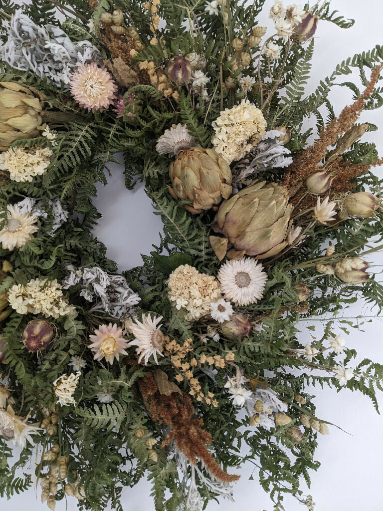 Handmade Wreath Made From Neutral Tone Dried Flowers - Image 3
