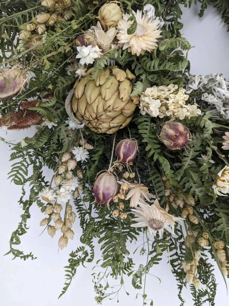 Handmade Wreath Made From Neutral Tone Dried Flowers - Image 4