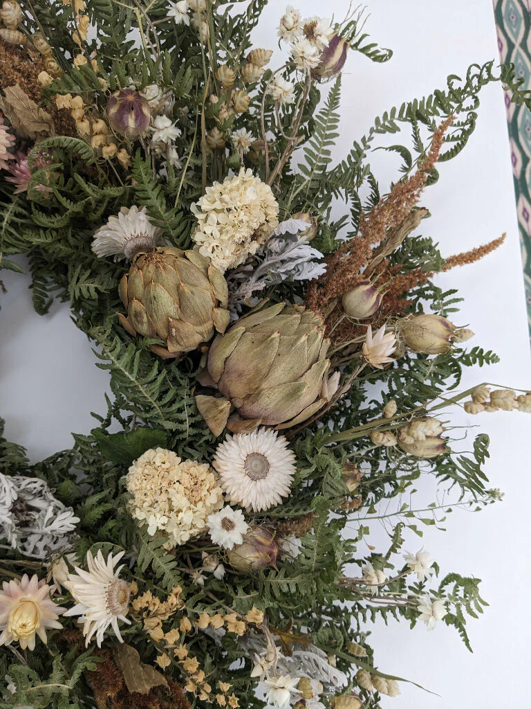 Handmade Wreath Made From Neutral Tone Dried Flowers - Image 5