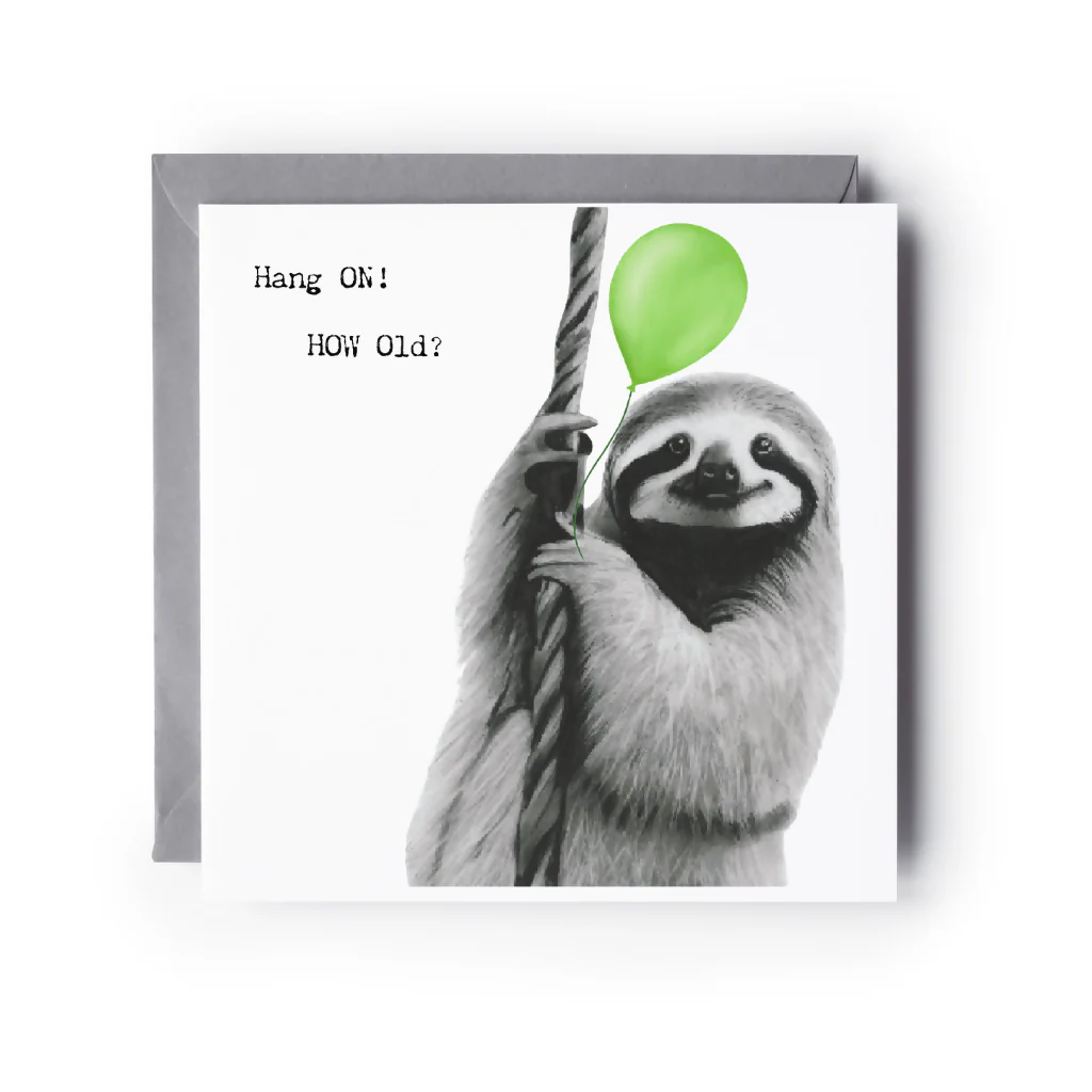 Hang On… How Old? Sloth Balloon Card - Image 3