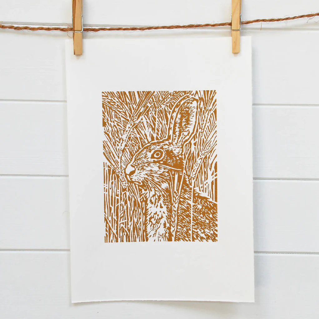 Hare in the barley - Open Ended Edition - Original Linocut Print - Image 5
