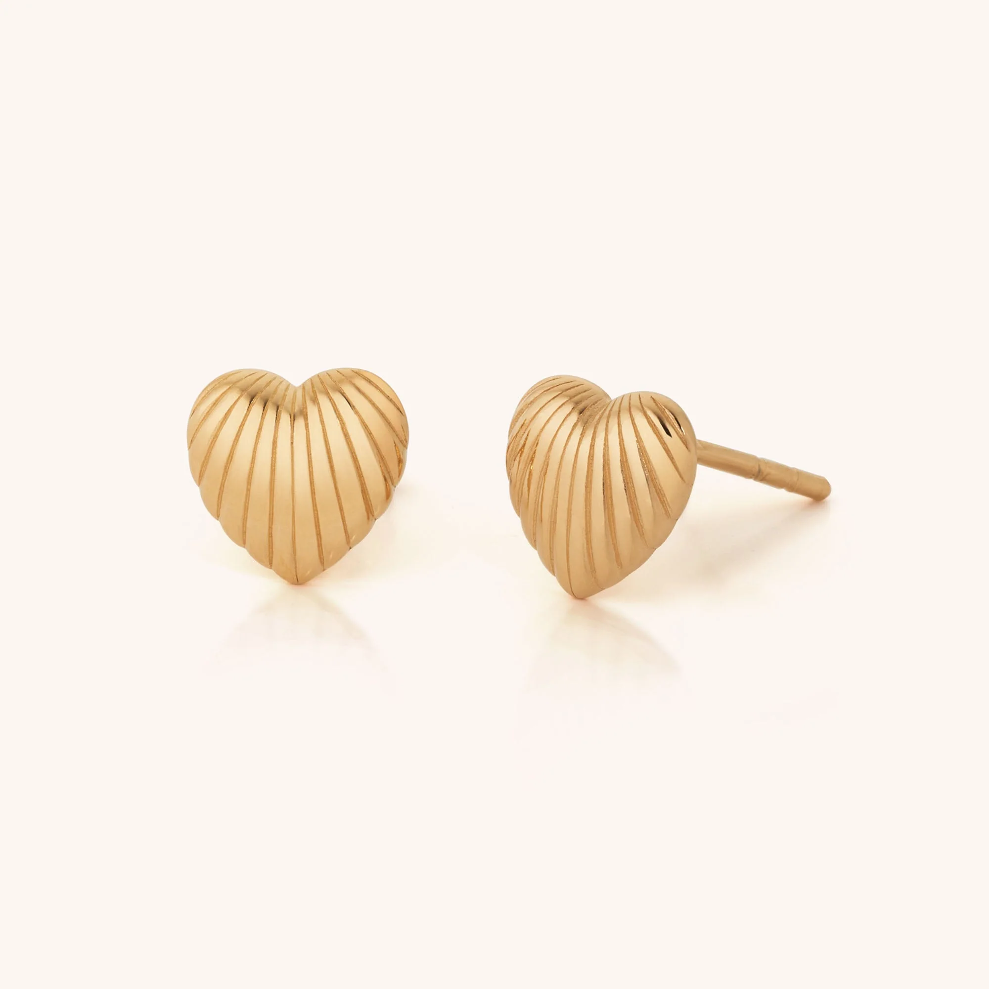 Heart Beam Stud Earrings - Image 2