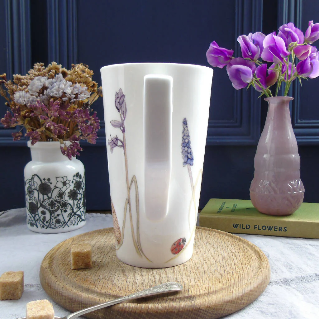 Hedgehog and Bluebell Bone China Tall Mug - Image 3