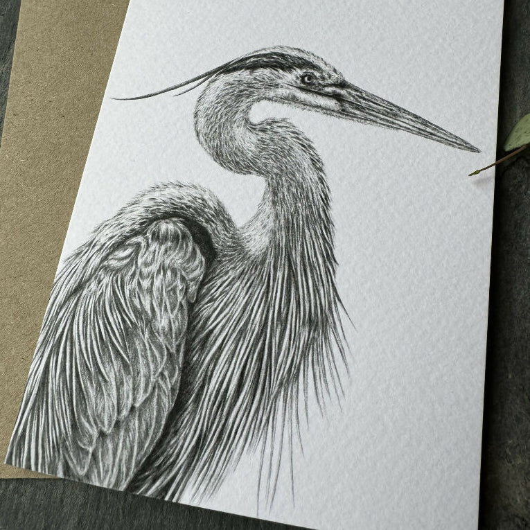 Heron Portrait Blank Greetings Card - Image 2
