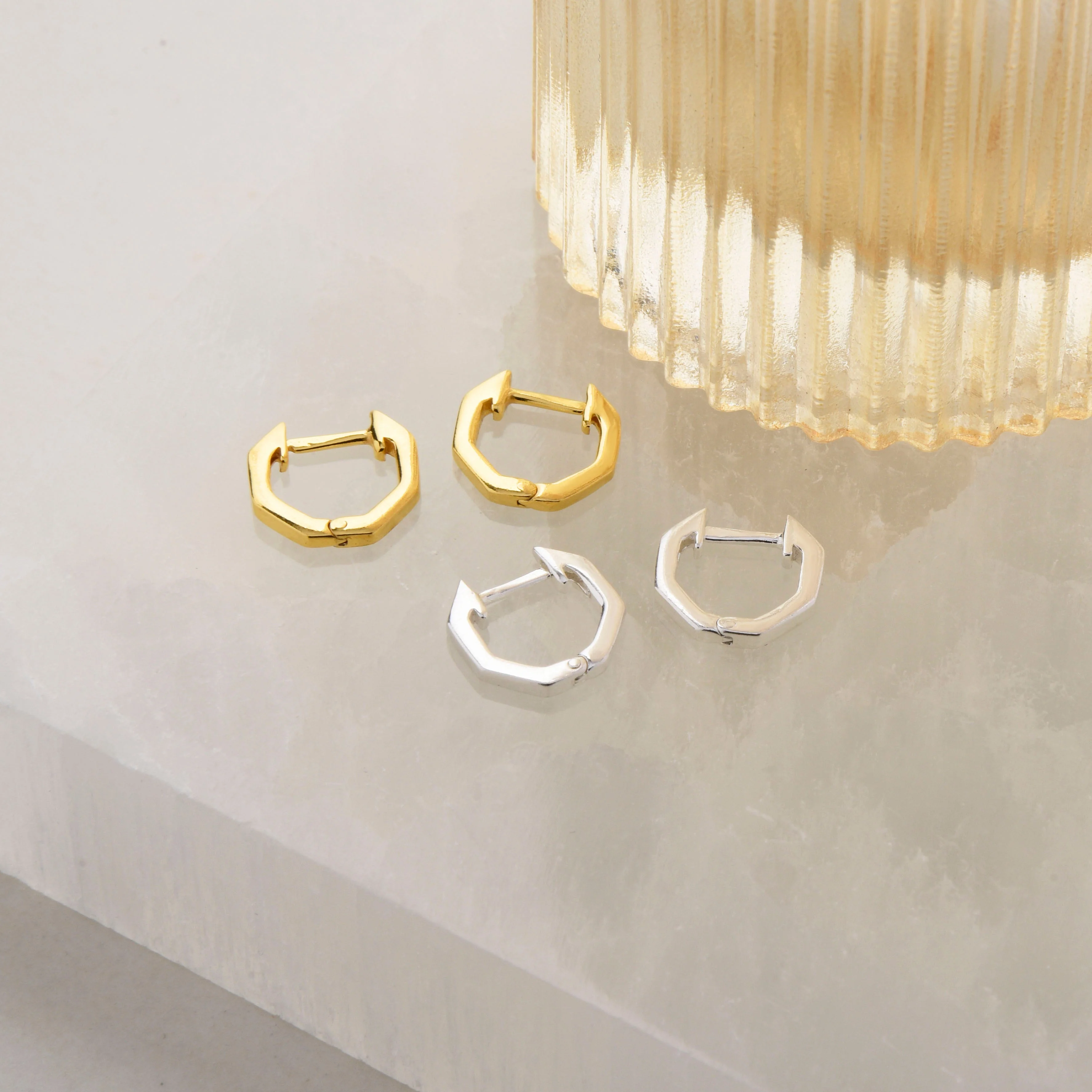 Hex Huggie Earrings - Image 2