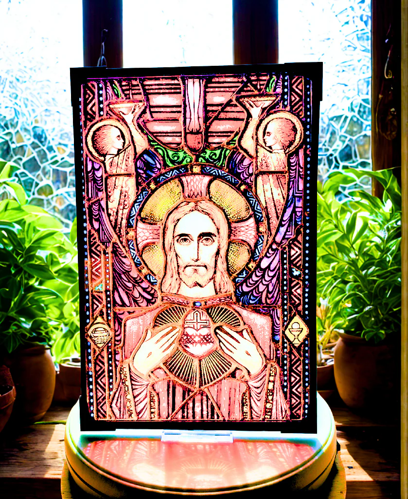 Holy Family Stained Glass Effect Panel - Harry Clarke